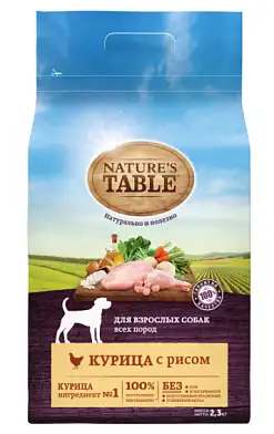 Nature's Table сухой корм для взрослых собак всех пород, с курицей и рисом